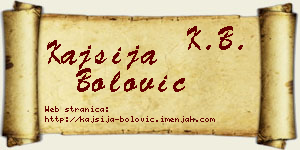 Kajsija Bolović vizit kartica